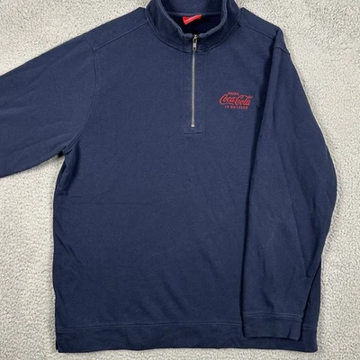 Sudadera Pullover Coca Cola Para Hombre XL Azul Marino Cuarto Cremallera Manga Larga Logo Foto 1 de 4
