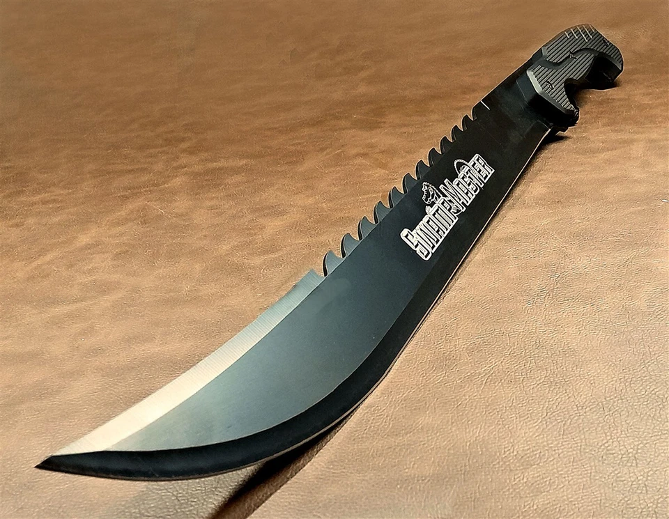 Huge Swamp Master Sharp Saw Back Machete Knife Full Tang Military Blade w/Sheath - Image 1 of 4