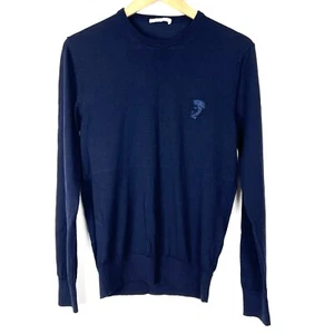 Versace Collection Wool Sweater Men's Sz M / L Crew Neck Blue Preppy Business - Picture 1 of 10
