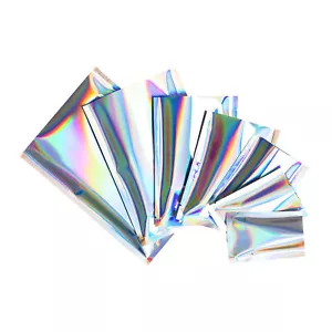 100 Stück Holografische Folienpakete Kosmetik Musterbeutel Regenbogen Heißsiegelbeutel - Bild 1 von 12