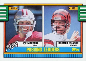 1990 Topps - Joe Montana, Boomer Esiason - Passing Leaders #229 - Bild 1 von 2