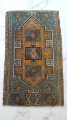 Alfombra Antigua Rara Única Patrón Geométrico, Alfombra Tradicional Calidad Especial XXXXX Foto 1 de 4