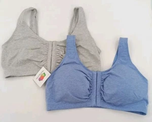 Fruit of the Loom Women Front Close Sport Bra 2 Pack, Grey/Blue Size 40-AF8 - Picture 1 of 8
