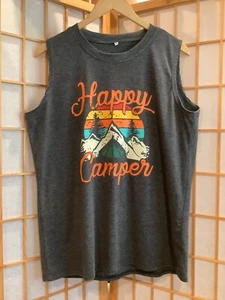 mens Shirt XL- Sleeveless ,Happy Camper, New - Picture 1 of 2