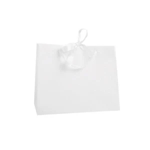 25x White Luxury Ribbon Tie Rope Handles Paper Card Gift Bags Xmas Baby Wedding - Picture 1 of 5