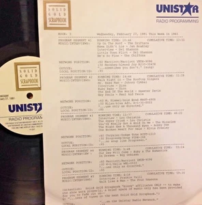 RADIO SHOW:THIS WK 63 2/27/91 ROY ORBISON, FRANKIE VALLI,JOHNNY CYMBAL,BOBBY VEE - Picture 1 of 1