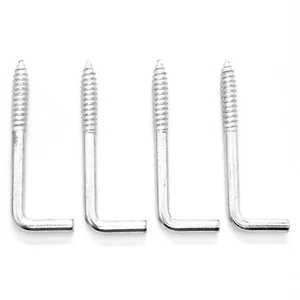 4 Pcs Screw Hook Square Bend 3-1/16" Long X 7/32 Dia. Steel Zinc Plated USA Made - Picture 1 of 6