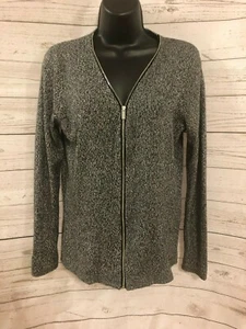 Calvin Klein Women’s Cardigan Collarless Zipper Front Black / White Size S - Picture 1 of 6