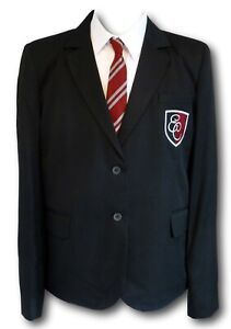 Girls Black Polyester Tailored School Blazer With Green Or Maroon Badge 28"-46"
