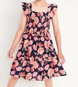 Old Navy Flutter-Sleeve Smocked Fit & Flare Floral Dress Small/6-7 Free Shipping - Picture 1 of 2