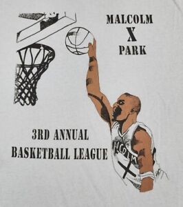 VINTAGE Malcolm X Park Shirt Mens Extra Large Roxbury MA Basketball Adult A11