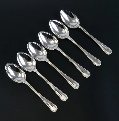 Great set 6 English Sterling Silver Coffee / Teaspoons George V Jubilee Hallmark Cover