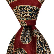 UNICEF Men's 100% Silk Necktie USA Designer PAISLEY Red/Yellow/Green EUC Rare