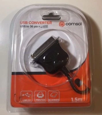 USB CONVERTER Comsol 36 PIN PARALLEL Male 1.5 m Printer Scanner IEE 1284 bi - Image 1 of 2