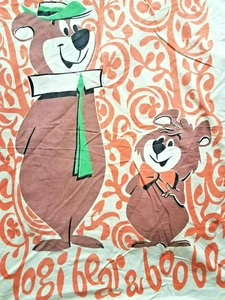 Yogi Bear Boo Boo Bear Coverlet & Sham Set Bedding OOAK Hanna Barbera Cartoon - Picture 1 of 9