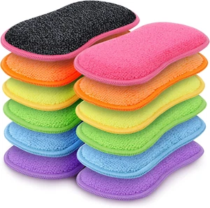 12 esponjas exfoliantes multiusos sin arañazos platos de esponja de microfibra ollas sartenes - Imagen 1 de 25