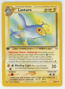 Tarjeta de Pokémon Lanturn 32/64 1a Edición Poco Común Neo Revelación 2000 WOTC Primera - Imagen 1 de 7