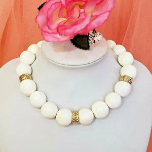 Vintage Runway GIVENCHY White & Gold Choker Necklace White & Gold Beads - Picture 1 of 12