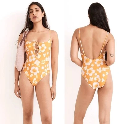 Madewell Second Wave Tie-Front One-Piece Swimsuit in Watercolor Floral Women's S - Image 1 of 4