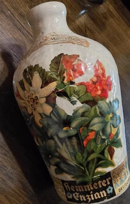 51/8" de Alto De Colección Hemímetro Alemán Munich Jarra de Cerámica Botella Stein Crest Tarro Arte Corcho Foto 1 de 4