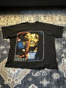Vintage Bob Marley T Shirt Reggae Hip Hop Dance Double Sided Rap Tee XL Faded - Picture 1 of 3