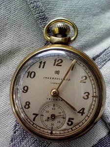 Ingersol Triumph GOLD plated Vintage Pocket Watch - Picture 1 of 6
