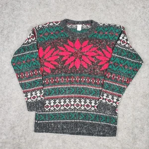 Vintage Sweater Women's Small Floral Geometric Knit Shoulder Pads USA - Picture 1 of 9