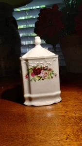 Tschechische Republik Porzellan bedeckt Behälter Rose Blumenmuster 5" hoch - Bild 1 von 3