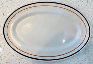 Vintage Oval Shenango Porzellan Platten 12 5/8" Schwarz & Orn. Bands Restaurantware - Bild 1 von 4
