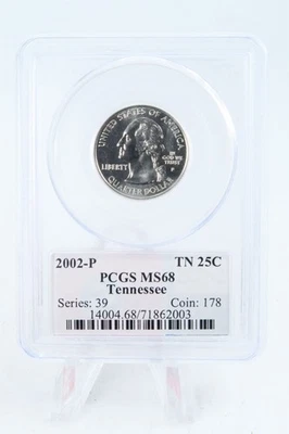 2002-P PCGS MS68 Tennessee State Quarter Business Strike 25C - Image 1 of 2