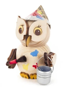 Ganzjahresfigur Mini-Eule Painter H:3in New Wood Figure Holzminiatur - Picture 1 of 1
