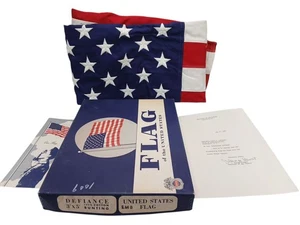 VTG 1968 Defiance USA 50 Star Flag Cotton Bunting 3x5’ Flown Over U.S. Capitol - Picture 1 of 2