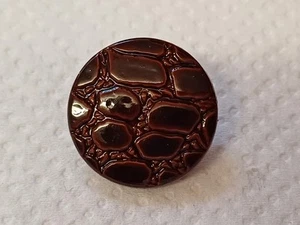 17mm x 10 Dark Brown Gloss Textured Leather Look Shank Back HQ Buttons + A Gift - Picture 1 of 4