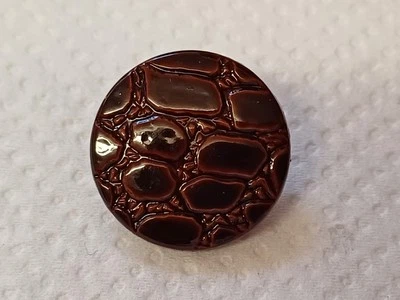 17mm x 10 Dark Brown Gloss Textured Leather Look Shank Back HQ Buttons + A Gift  - Image 1 of 4