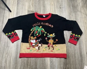Ugly Christmas Sweater Xmas Size L Feliz Navidad Mexican Unisex - Picture 1 of 7