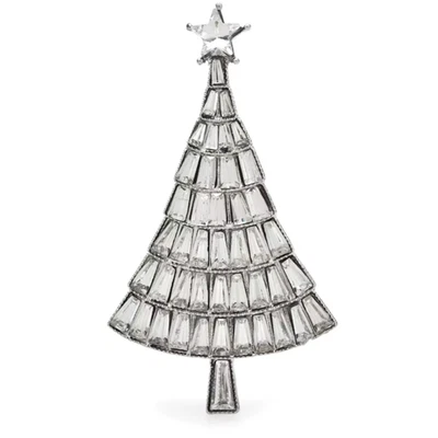 水晶圣诞树胸针,银色假日冬季珠宝圣诞礼物 — 第 1/4 张图片