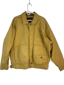 VTG 90s Fubu Yellow Coated Denim Jacket Mens XL Cotton Work RX10644 Oversize - Picture 1 of 11