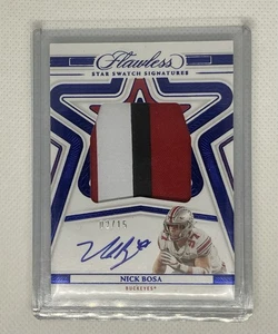2023 Panini Flawless Collegiate Star Swatch Signatures Blue /15 Nick Bosa Auto - Picture 1 of 3