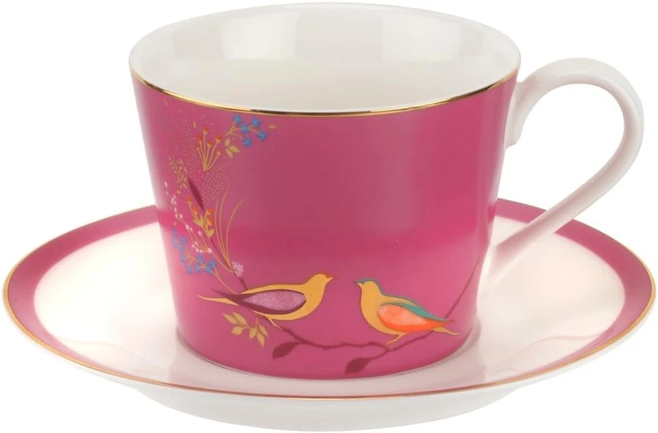 Фарфоровая чайная чашка с блюдцем Sara Miller Chelsea 8 унций, розовая с 22-каратным золотом Tri... - Изображение 1 из 4