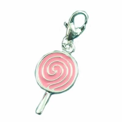 Clip en "Dije de piruleta" con colgante de esmalte rosa Foto 1 de 4