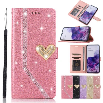 For Samsung S23+ S22 S21 S20+ FE Ultra Glitter Wallet Case Card Women Flip Cover - Image 1 of 4