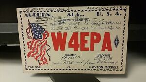 radio amateur carte postale QSL W4EPA drapeau Clayton Merrell 1940 Auburn Alabama