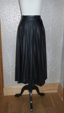 GORGEOUS ZARA BLACK FAUX LEATHER PLEATED WRAP MIDI SKIRT MEDIUM BNWT