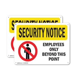 (Paquete de 2) Calcomanía metálica de aviso de seguridad OSHA solo para empleados más allá de este punto - Imagen 1 de 23