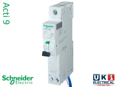 Schneider Acti 9 iC60H A9D RCBO 6a 10a 16a 20a 32a 40a Amp Type B C 30mA - Image 1 of 3