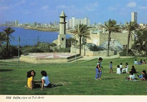 Vintage Colour Postcard Old Jaffa, View to Tel Aviv Printed in Israel - Imagen 1 de 2