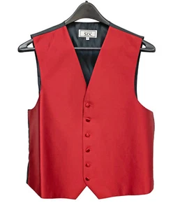 Men's Bright Red Tuxedo Vest Adjustable Fullback Free Shipping Size Medium - Picture 1 of 3