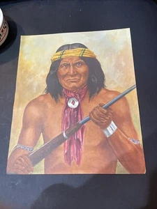 Geronimo Apache PRINT- NATIVE AMERICAN INDIAN ART VINTAGE (James Vlasaty) 10x12 - Picture 1 of 2