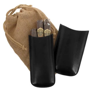Estuche para cigarros negro Tampa Fuego forrado de cuero genuino estándar - Imagen 1 de 2