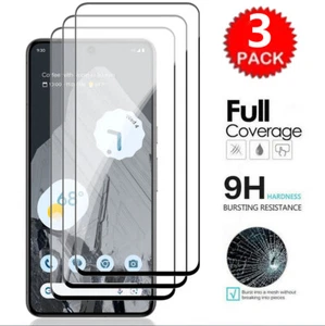 Paquete de 3 protectores de pantalla de cubierta completa de vidrio templado para Google Pixel 7a 8a 8 Pro 6 - Imagen 1 de 11